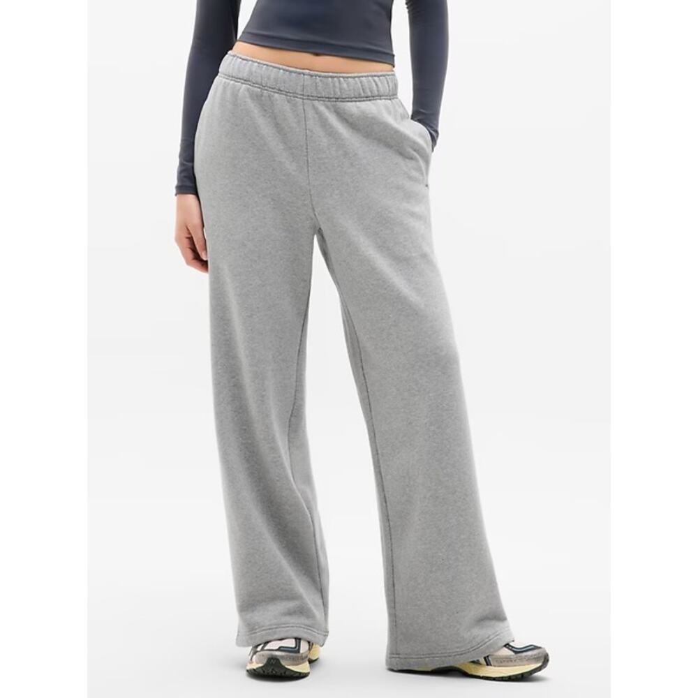 Athleta Forever Fleece Wide Leg Grey Heather NWT Medium Oversized fit